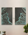 24X16 Inch Set of 2 Abstract Wave 3D Relief Wall Murals | Modern Abstract wall art