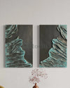 24X16 Inch Set of 2 Abstract Wave 3D Relief Wall Murals | Modern Abstract wall art