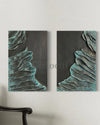 24X16 Inch Set of 2 Abstract Wave 3D Relief Wall Murals | Modern Abstract wall art