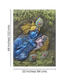 (44x33 Inches) Radha Krishna 3D Relief Mural Wall Art