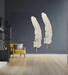 7 Feet Feather 3D Abstract Relief Mural Wall Art | LED Light Installed