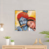 Beautiful Radha Krishna With Flute Canvas Printed Wall Painting