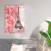 Eiffel Tower With Rose Flowers Painting Digital Printed Canvas Wall Art