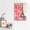 Eiffel Tower With Rose Flowers Painting Digital Printed Canvas Wall Art