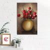 Beautiful Red Rose Flower Vase Original Design Canvas Printed Wall Painting