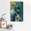 Beautiful Radha Krishna With Flute Painting Digital Printed Canvas Wall Art