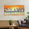 7 White Running Horses Painting Digital Printed Canvas Animal Wall Art