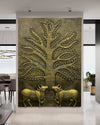 Krishna Cow Pichwai with Tree of Life 3D Relief Mural Wall Art