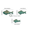 Set of 3 Ocean Blue Patina Finish Sea Bass Fish Relief Mural Wall Art | Ready to Hang