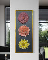 2.5X1 Feet Decorative Trio of Blooming Flowers | Abstract 3d Relief Mural Wall Art Framed