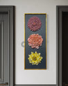 2.5X1 Feet Decorative Trio of Blooming Flowers | Abstract 3d Relief Mural Wall Art Framed