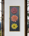 2.5X1 Feet Decorative Trio of Blooming Flowers | Abstract 3d Relief Mural Wall Art Framed