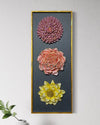 2.5X1 Feet Decorative Trio of Blooming Flowers | Abstract 3d Relief Mural Wall Art Framed