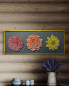 2.5X1 Feet Decorative Trio of Blooming Flowers | Abstract 3d Relief Mural Wall Art Framed