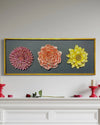 2.5X1 Feet Decorative Trio of Blooming Flowers | Abstract 3d Relief Mural Wall Art Framed