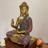 Lord Buddha Brass Idol With Stonework