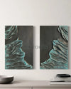 24X16 Inch Set of 2 Abstract Wave 3D Relief Wall Murals | Modern Abstract wall art