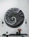 31X31 Inch Fossil Spiral Abstract 3D Relief Mural Wall Art