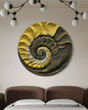 31X31 Inch Fossil Spiral Abstract 3D Relief Mural Wall Art