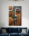 4X2.5 Feet Abstract Face Multicolor Relief Mural Wall Art