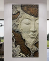 6X3 Feet Modern Abstract Face 3D Relief Mural Wall Art | Ready to Hang