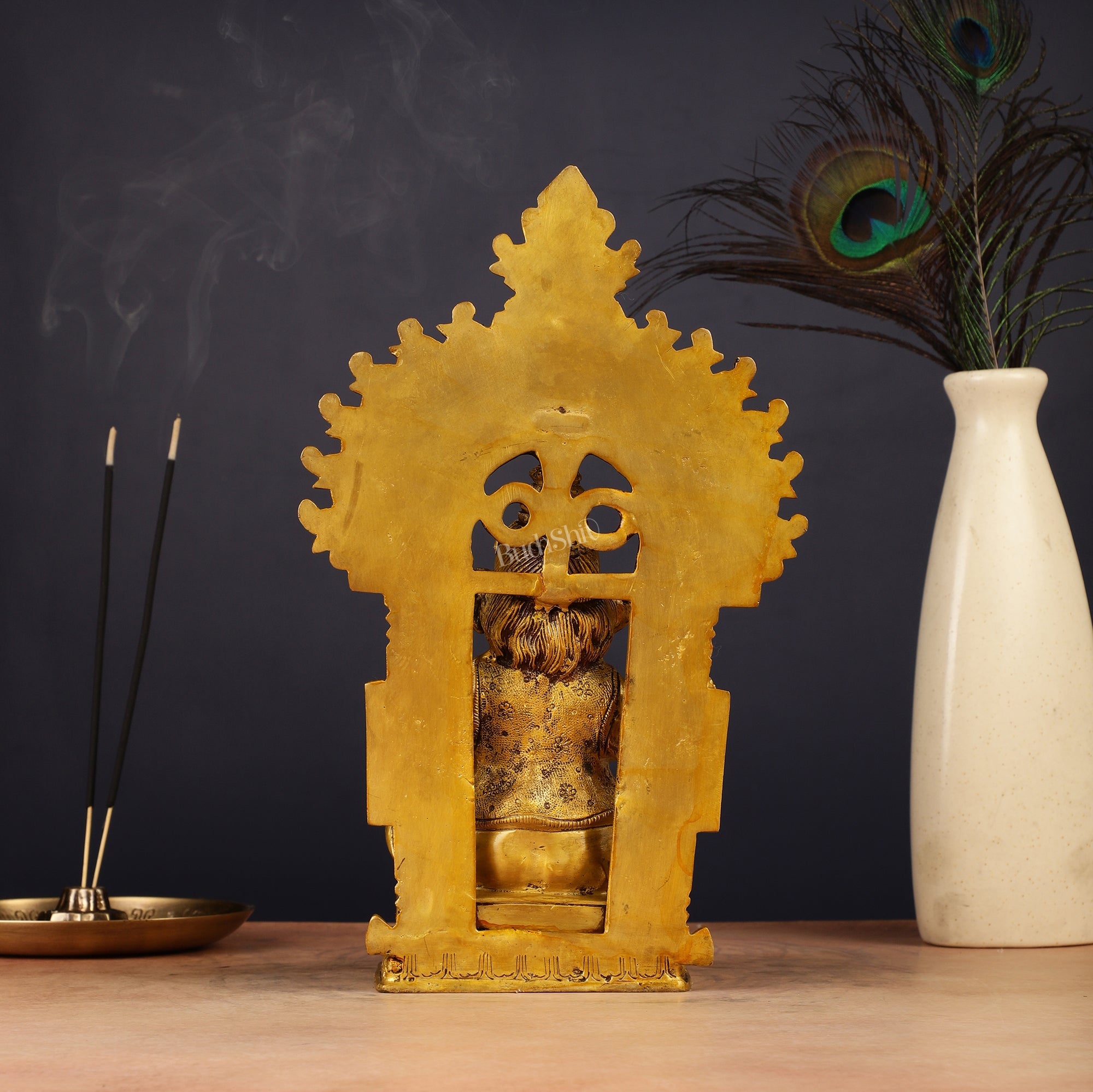 Brass Writing Ganesha Statue with Prabhal 10.5"