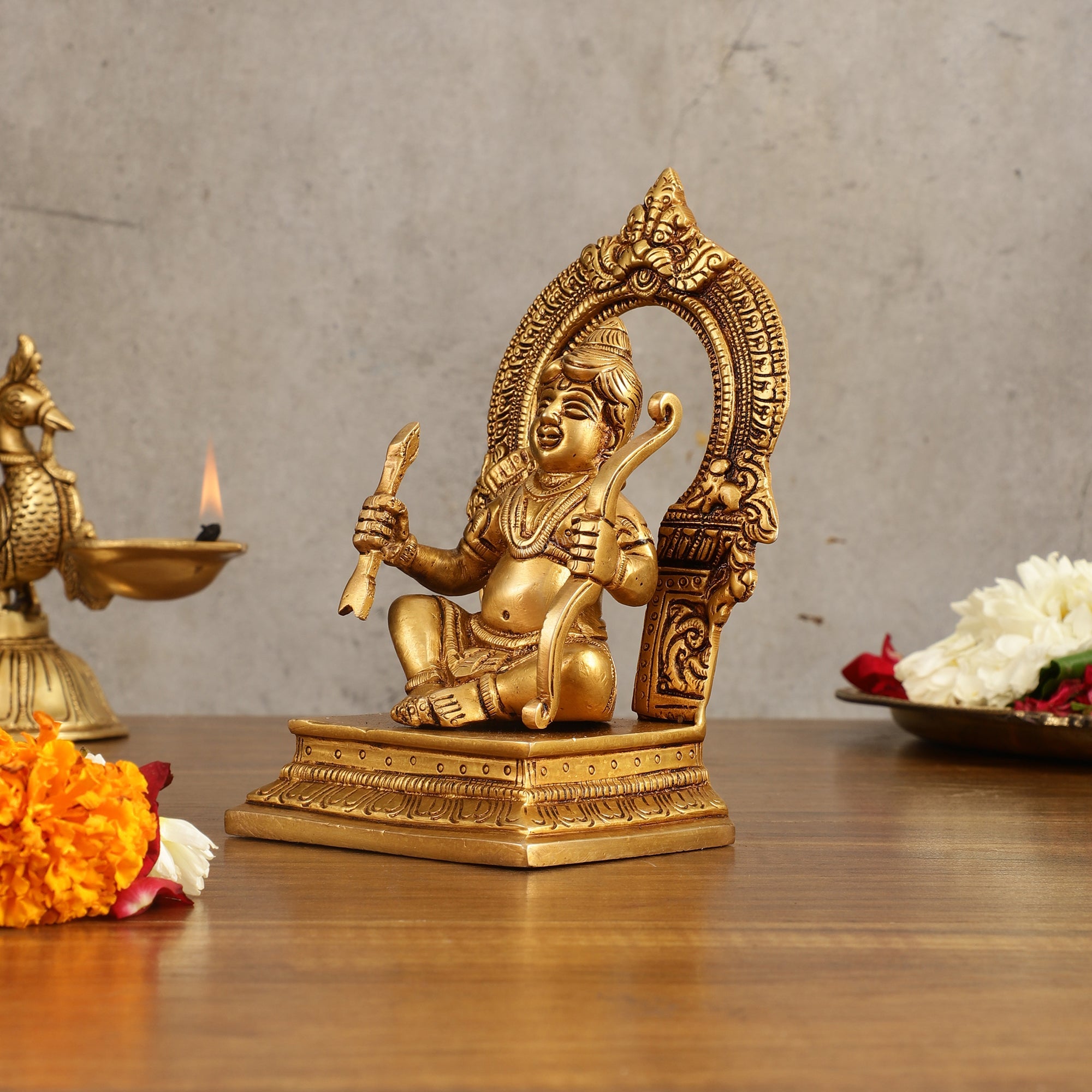 Pure Brass Ram Lalla Idol - 6.5 Inch | Exquisite Hindu God Statue