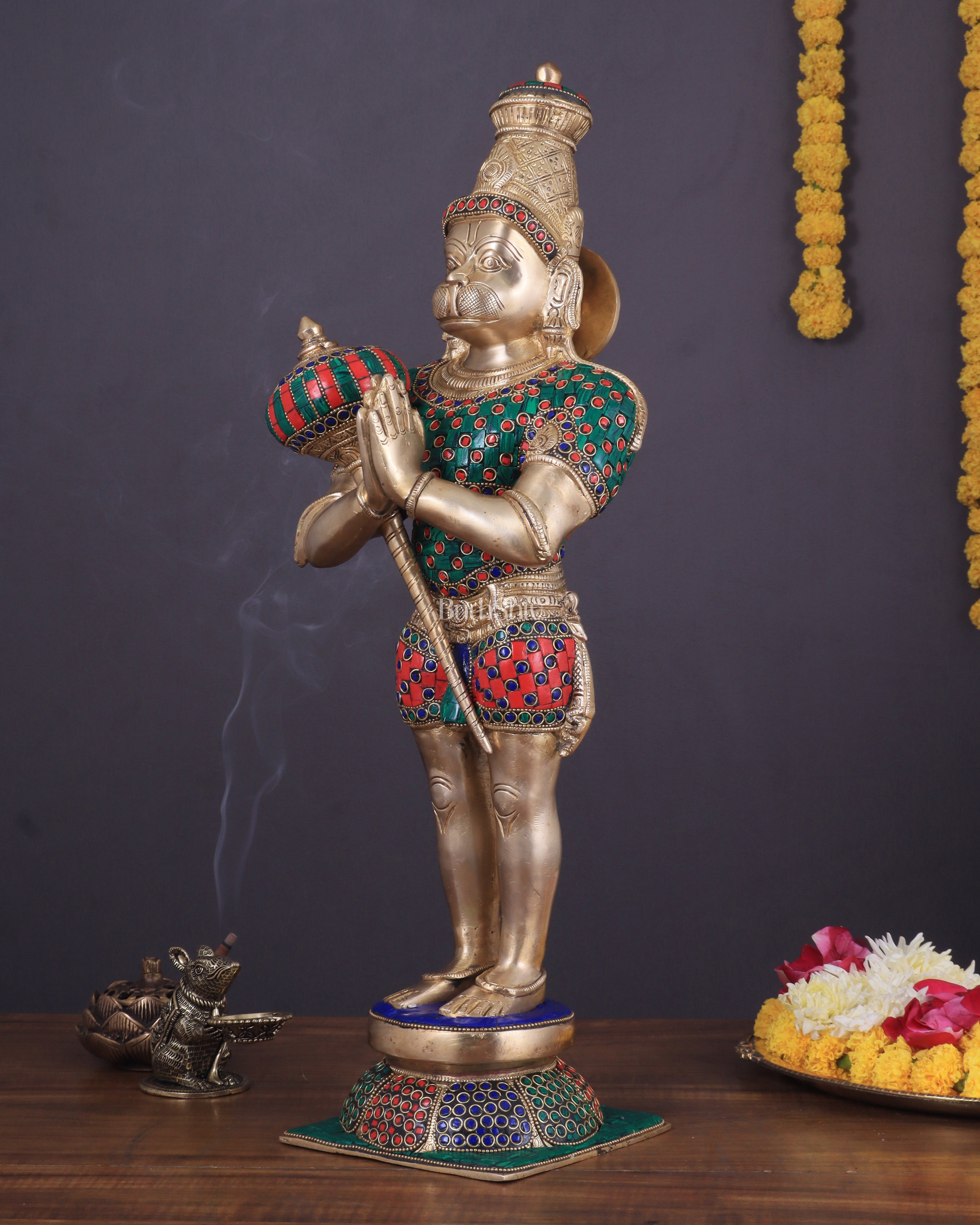 Brass Hanuman Statue in anjali Mudra - 21.5" Height