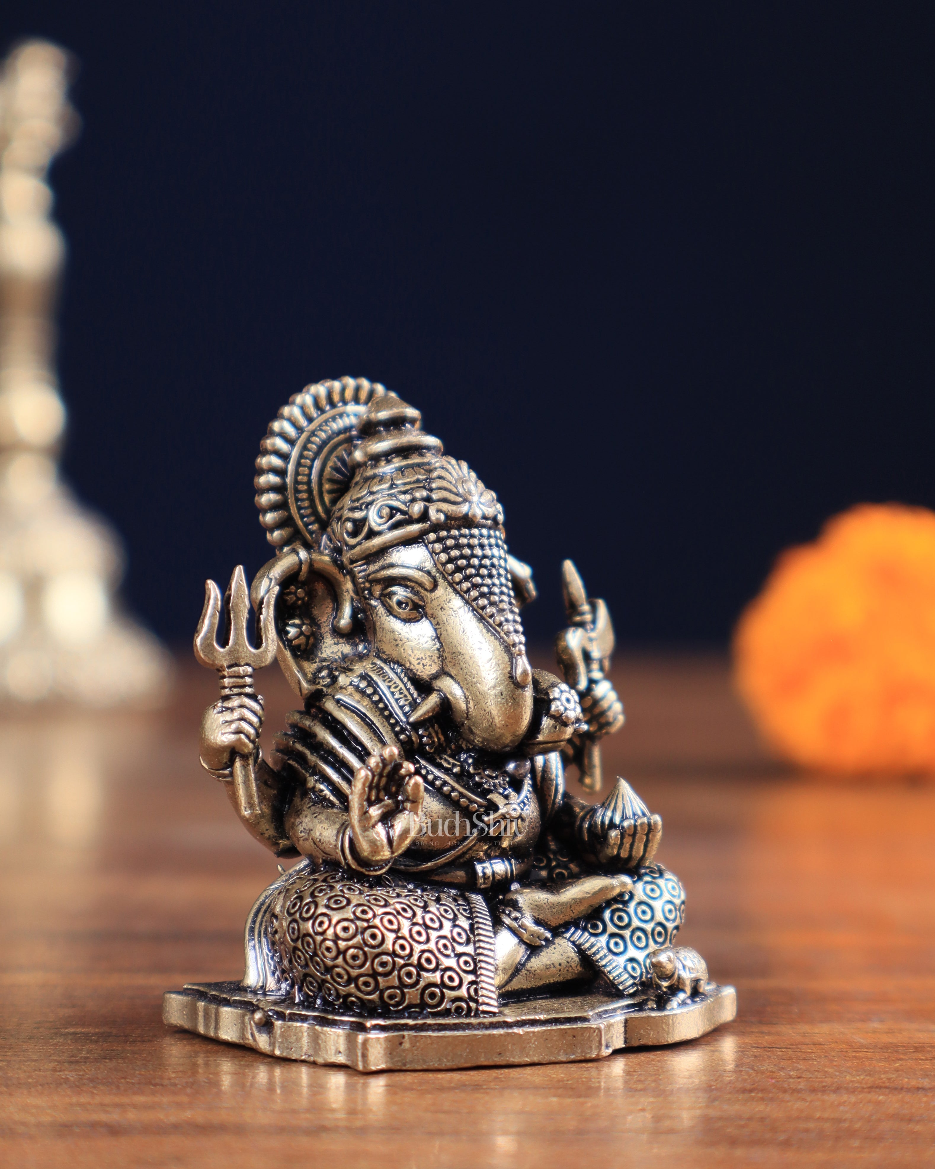 Brass Superfine Intricate Dagduseth Ganesha Idol – 2"
