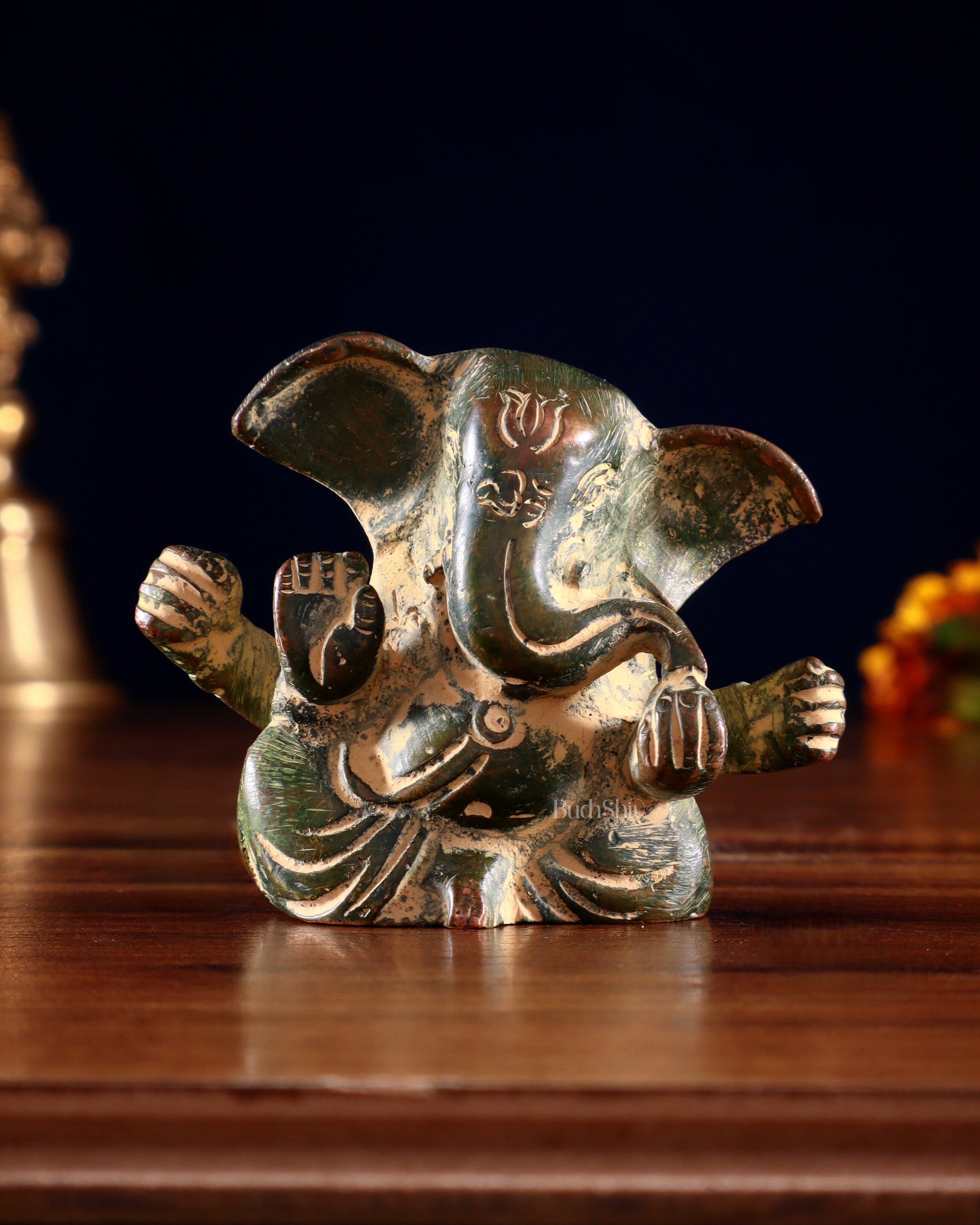 Pure Brass Tiny Appu Ganesha Miniature Idol – 2.5 " sandfinish