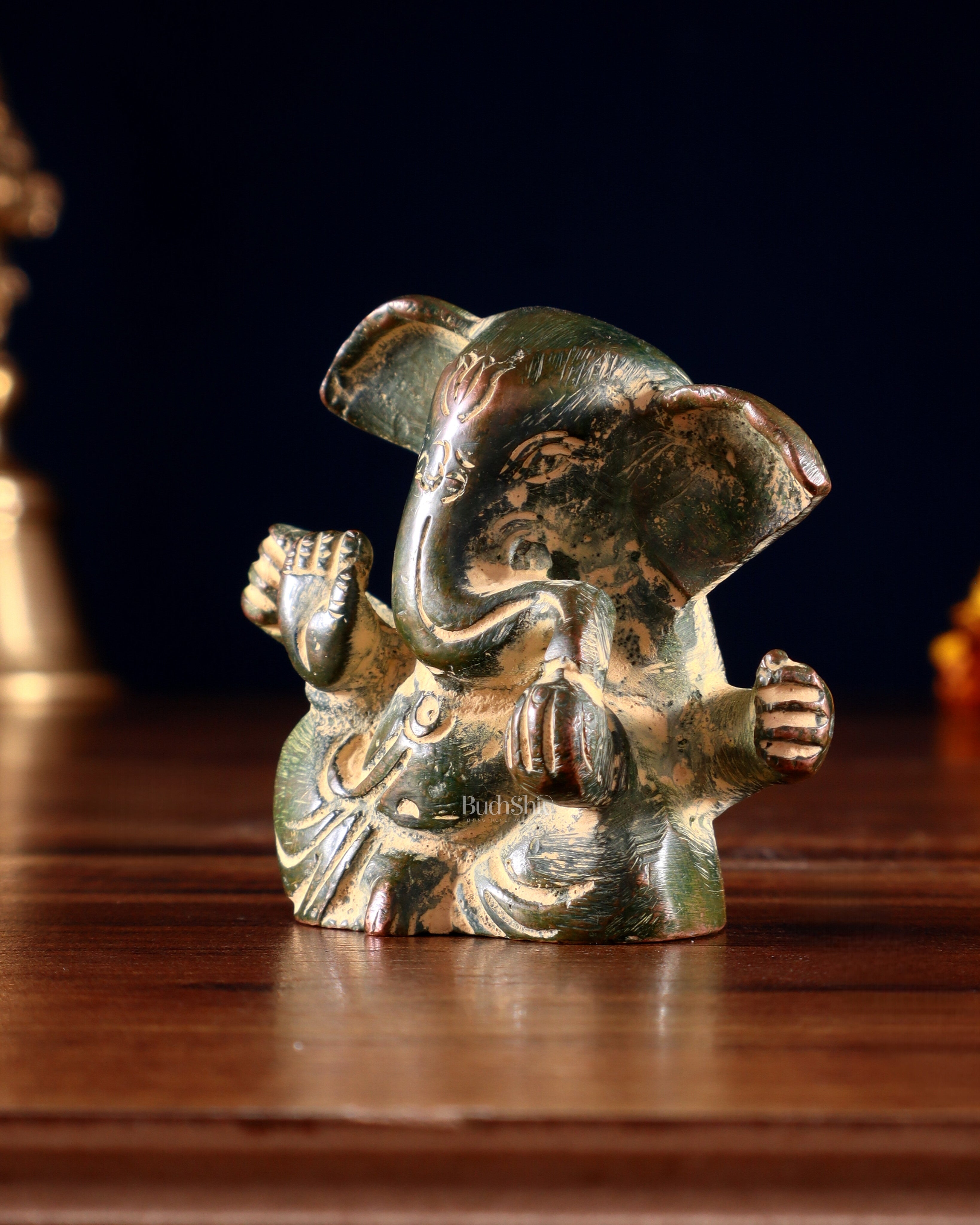 Pure Brass Tiny Appu Ganesha Miniature Idol – 2.5 " sandfinish