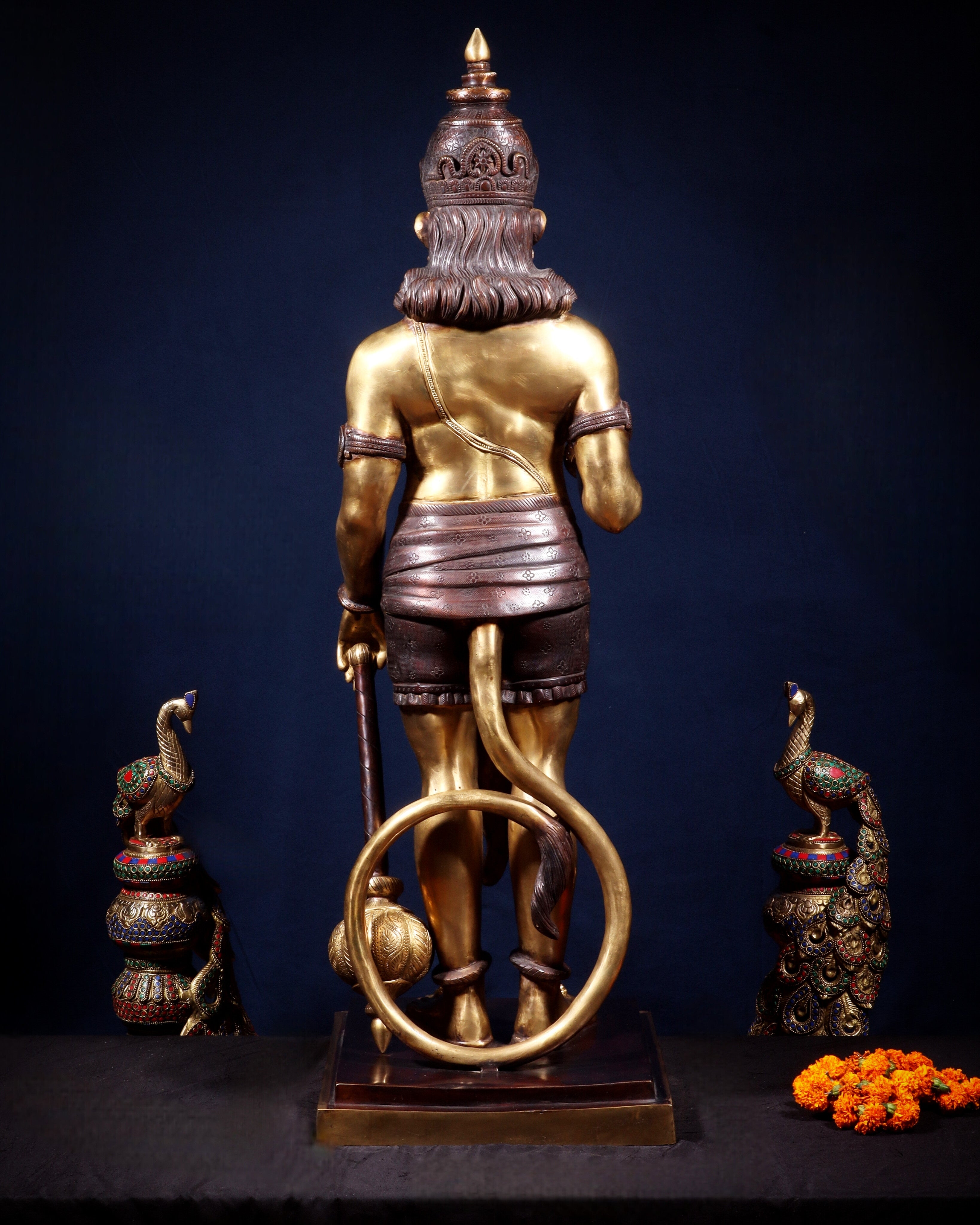 Brass Pure Superfine Brass Large Standing Hanuman Statue 38"