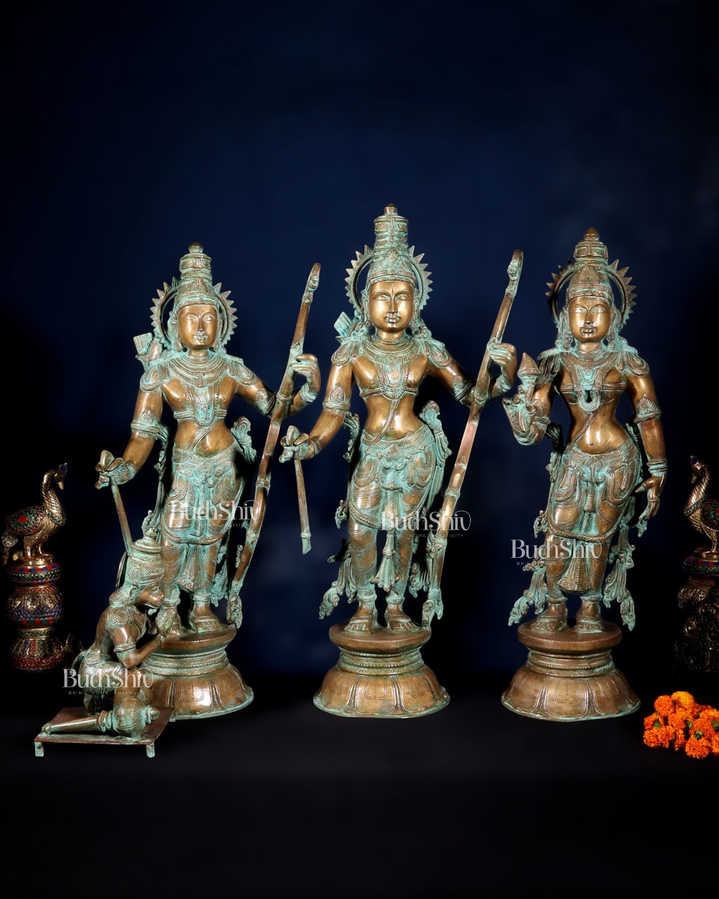 Pure Bronze Ramar Set (Ram Darbar) – Vintage Chola Patina 29", 85 kgs.