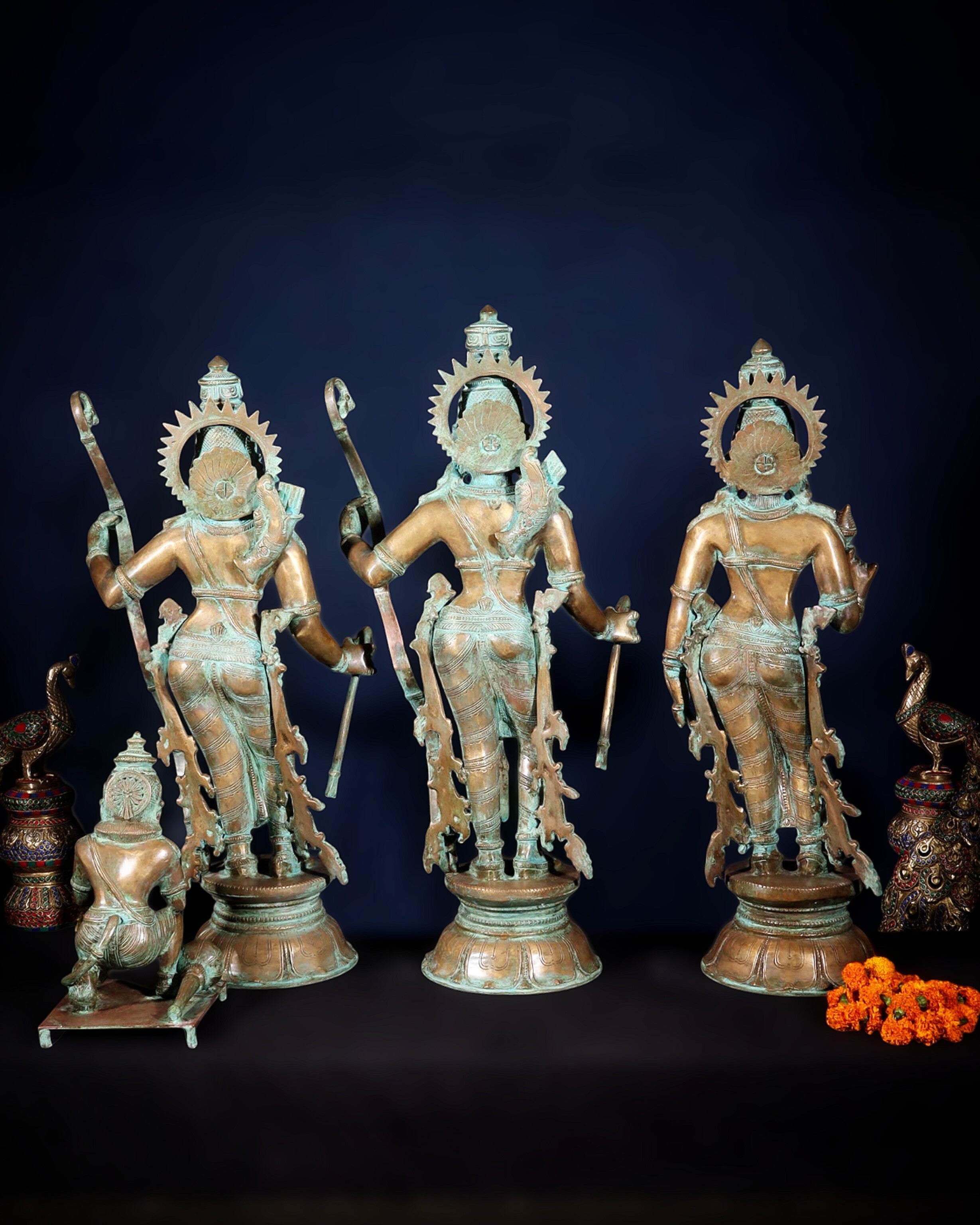 Pure Bronze Ramar Set (Ram Darbar) – Vintage Chola Patina 29", 85 kgs.