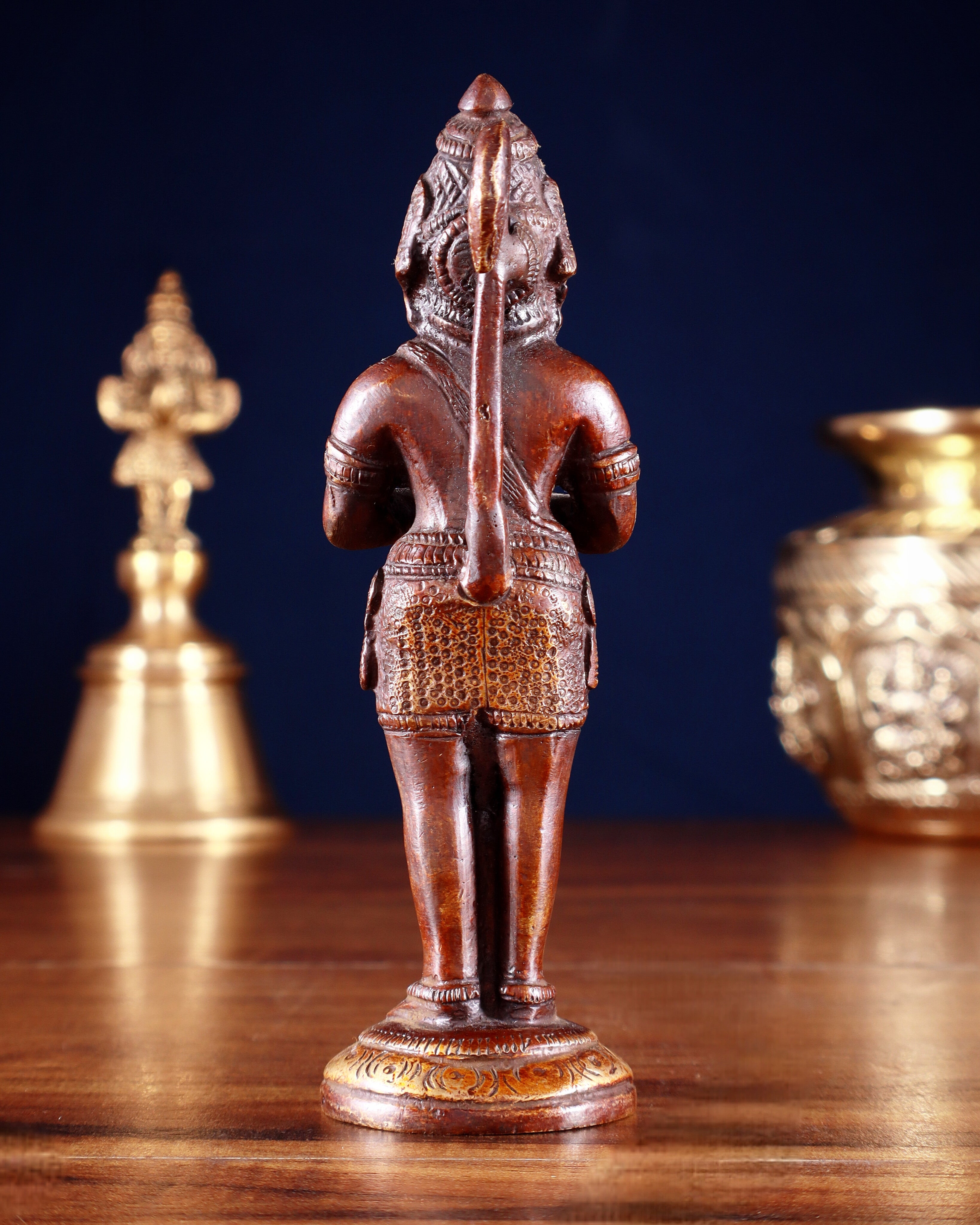 Brass Pure Brass Standing Hanuman Ji in Namaskar Anjali Mudra – Dual Tone 5.2"