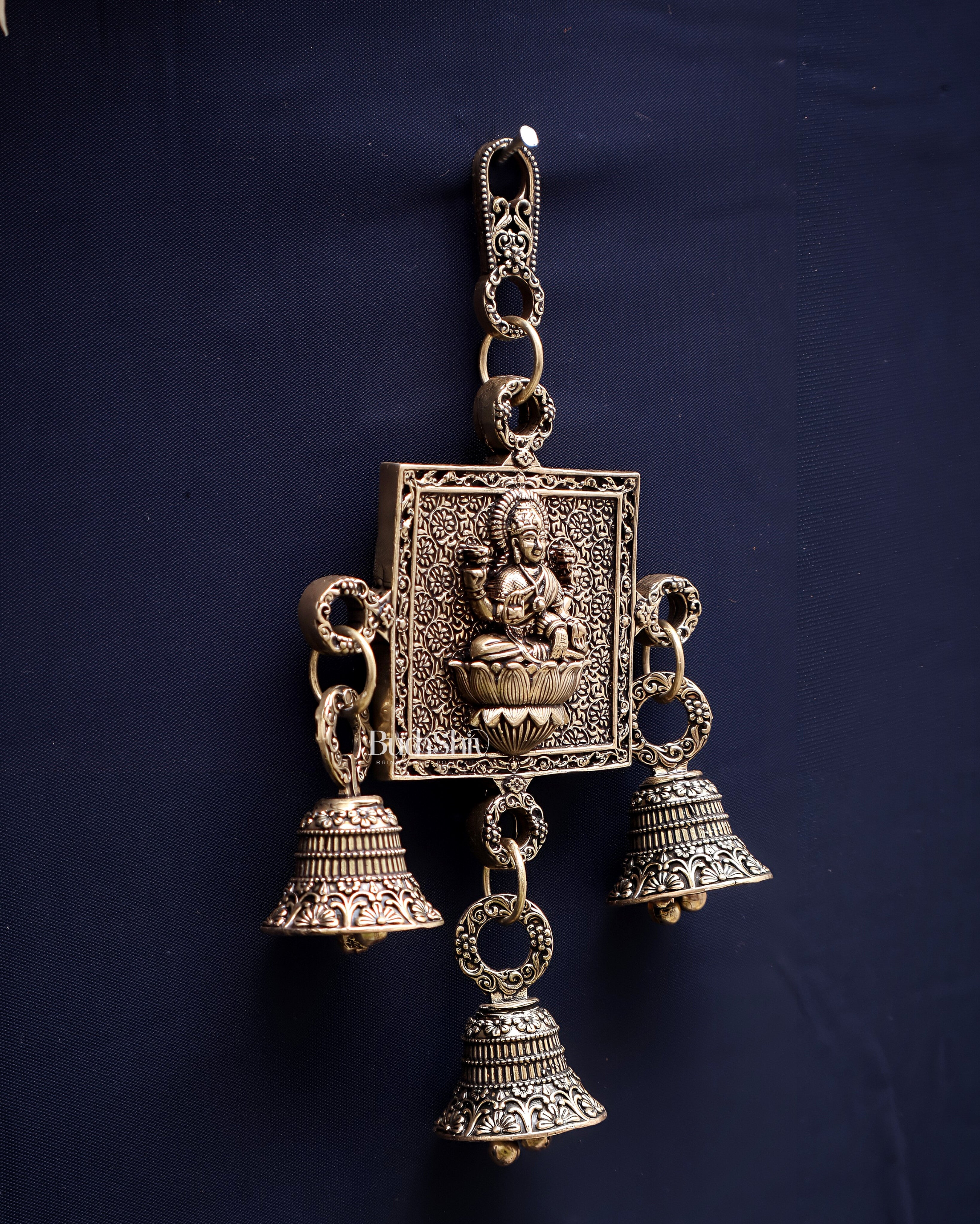 Pure Brass Small Lakshmi Wall Hanging - Lightweight 6.5"