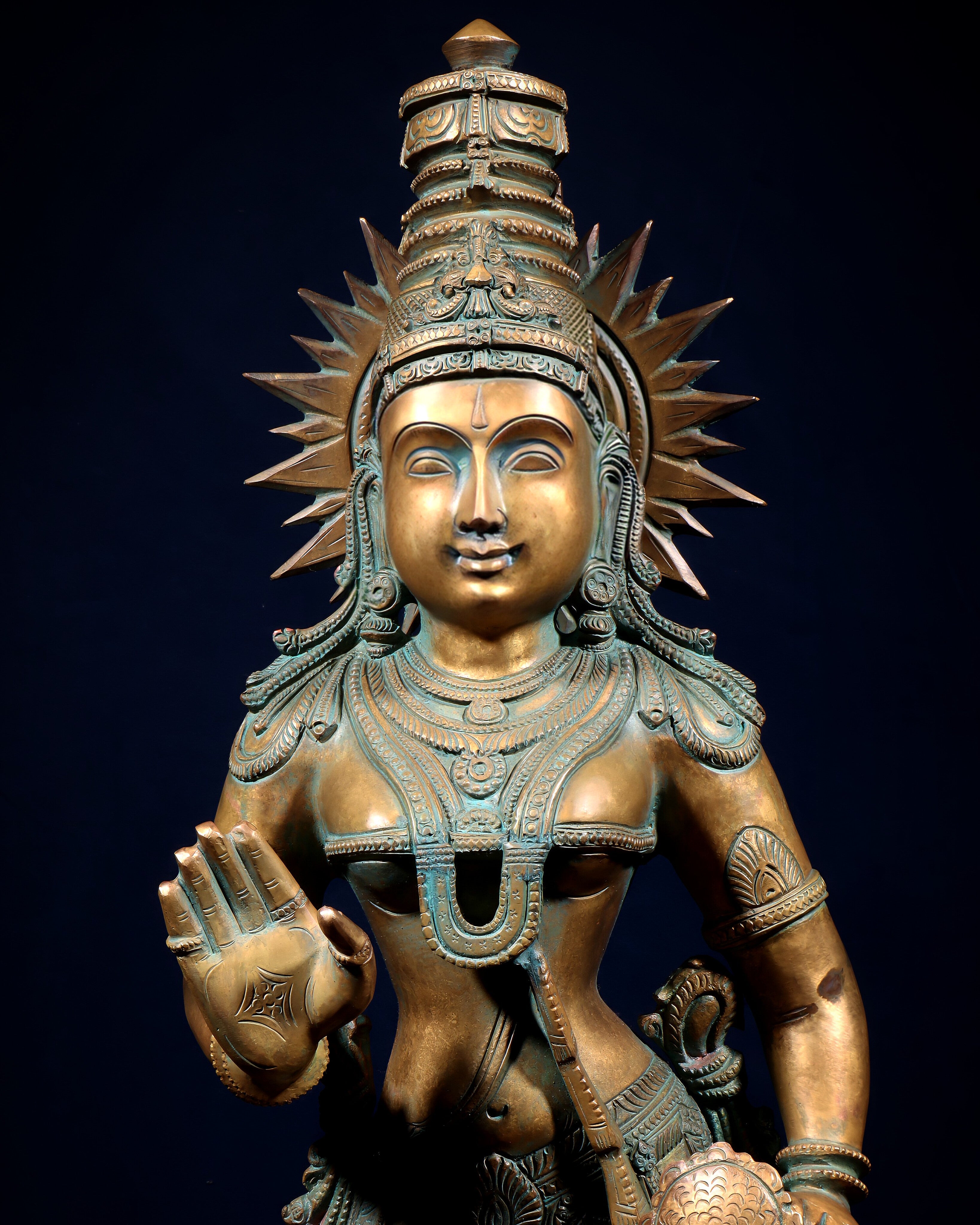 Pure Bronze Ram Sita Statues – Chola Patina Finish 31"