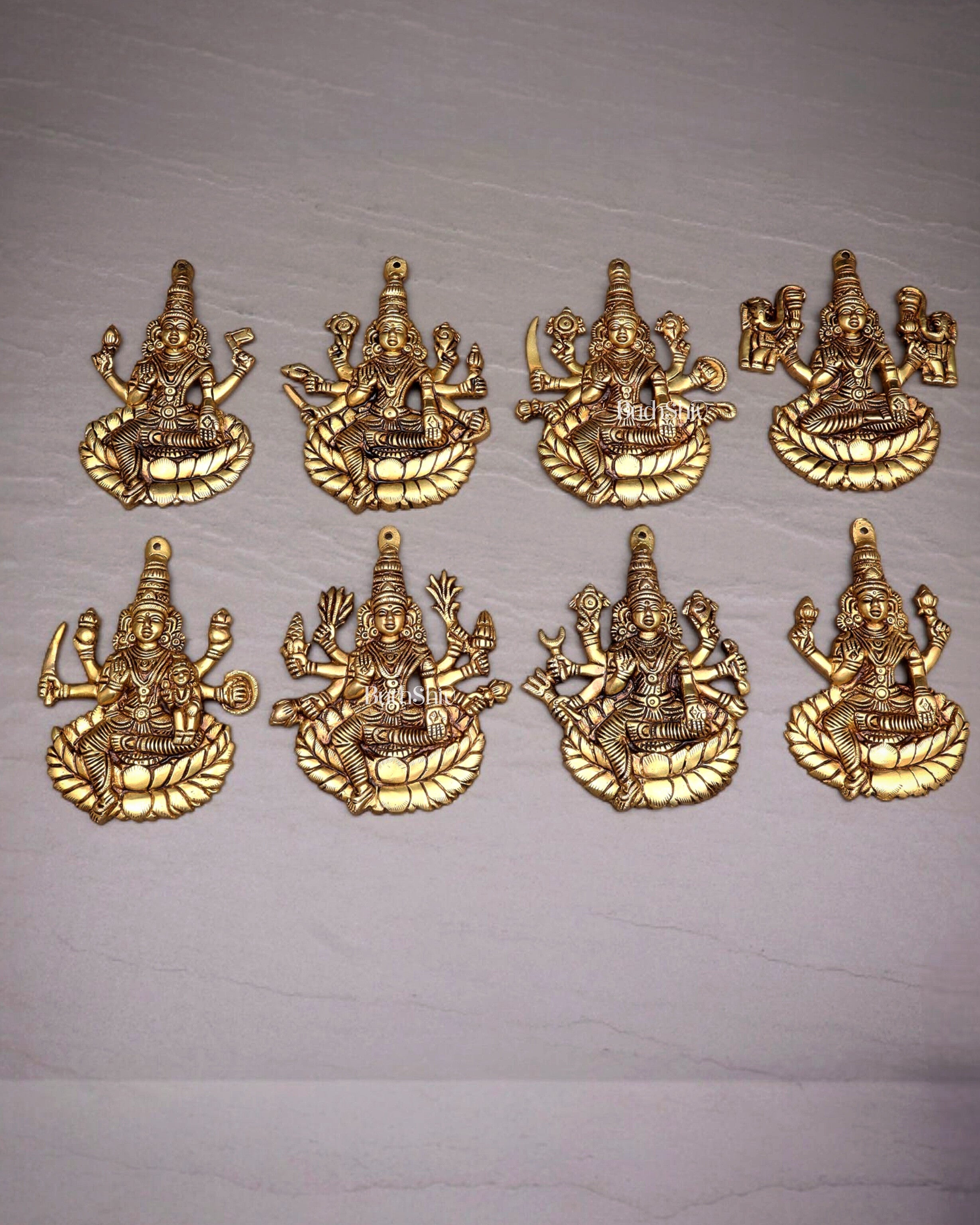 Brass Superfine Ashtalakshmi Wall Hanging Set – Intricate Detailing 5.5"