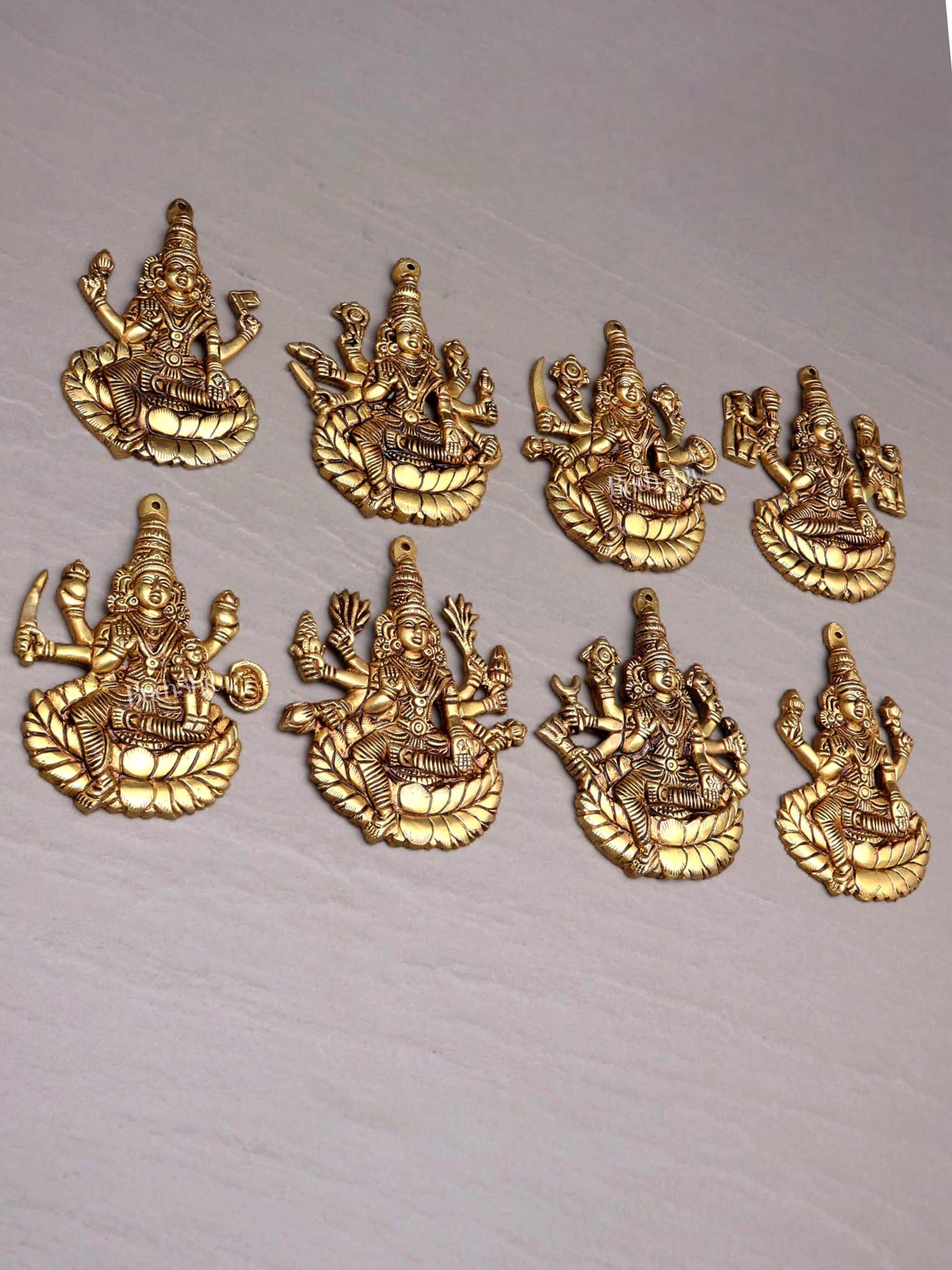 Brass Superfine Ashtalakshmi Wall Hanging Set – Intricate Detailing 5.5"