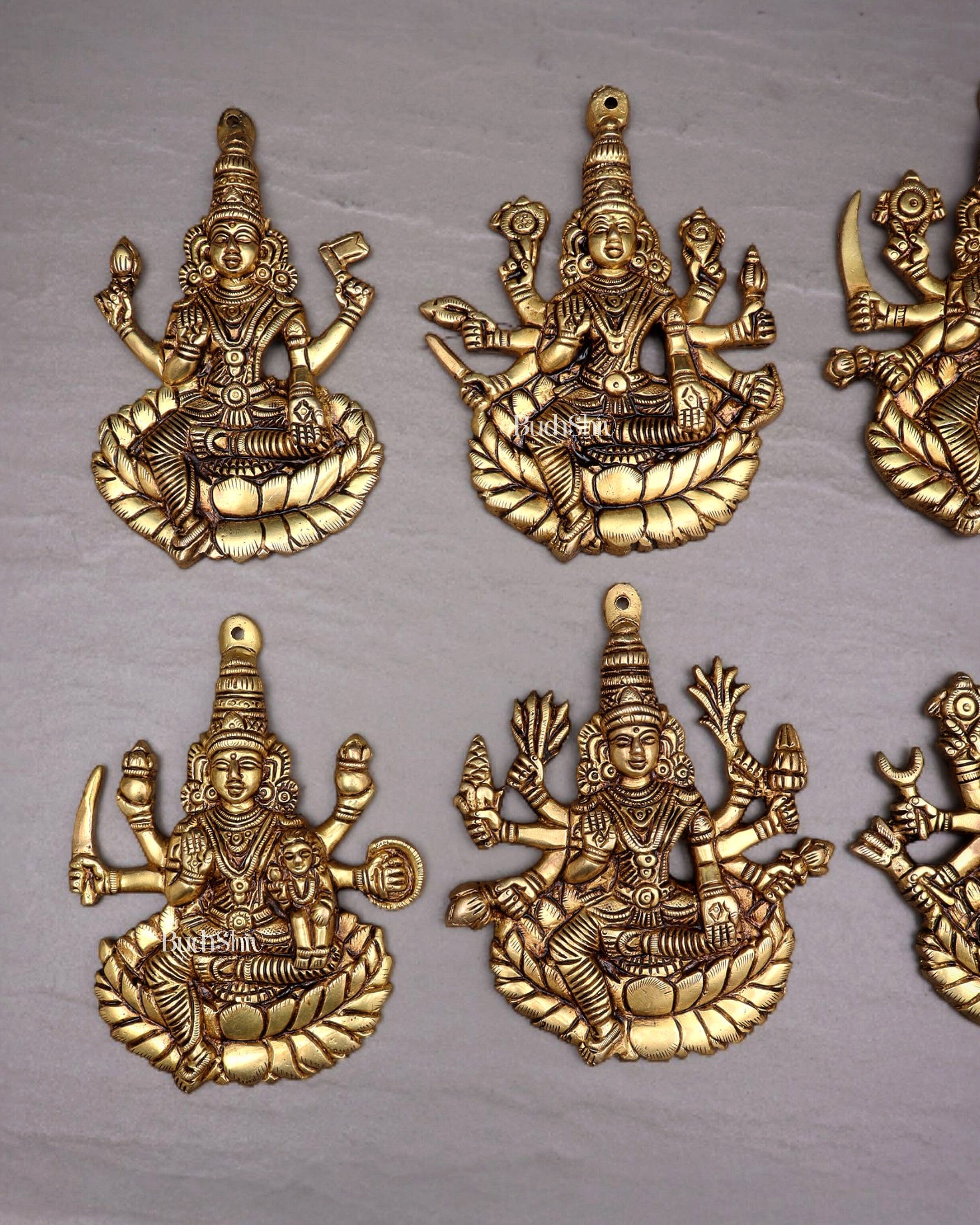 Brass Superfine Ashtalakshmi Wall Hanging Set – Intricate Detailing 5.5"