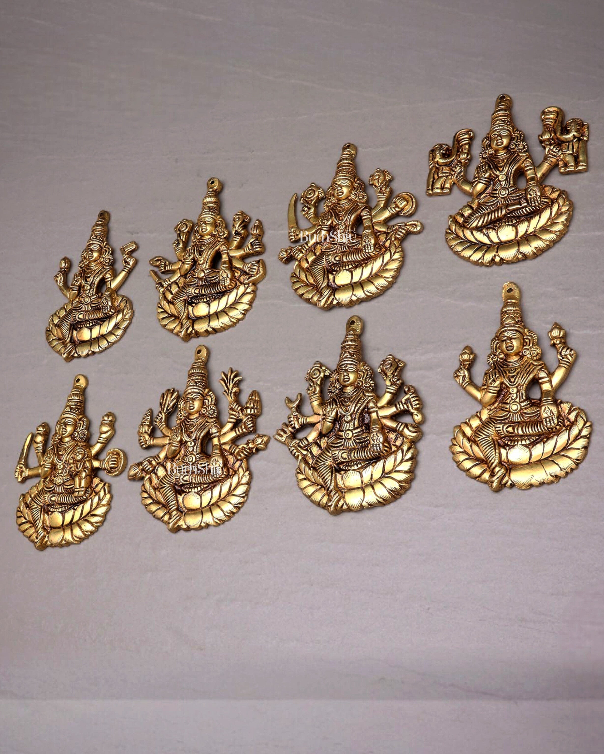 Brass Superfine Ashtalakshmi Wall Hanging Set – Intricate Detailing 5.5"