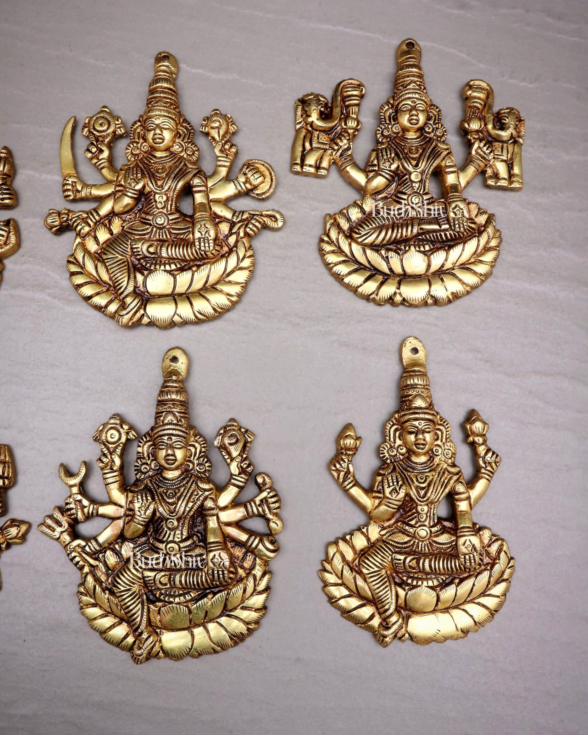 Brass Superfine Ashtalakshmi Wall Hanging Set – Intricate Detailing 5.5"