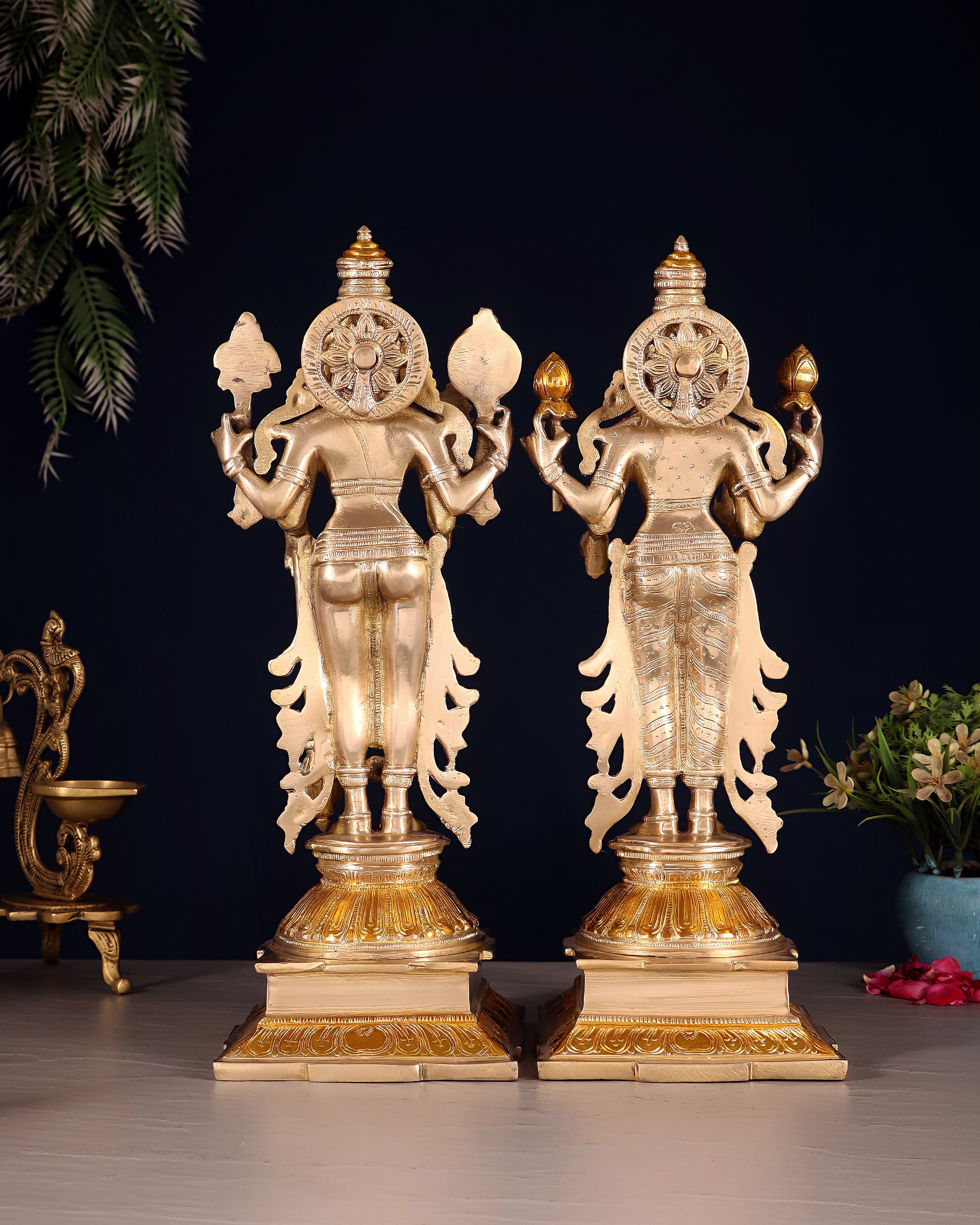 Pure Brass Chola Style Vishnu Set – Vishnu with Garuda & Lakshmi | 14 Inch