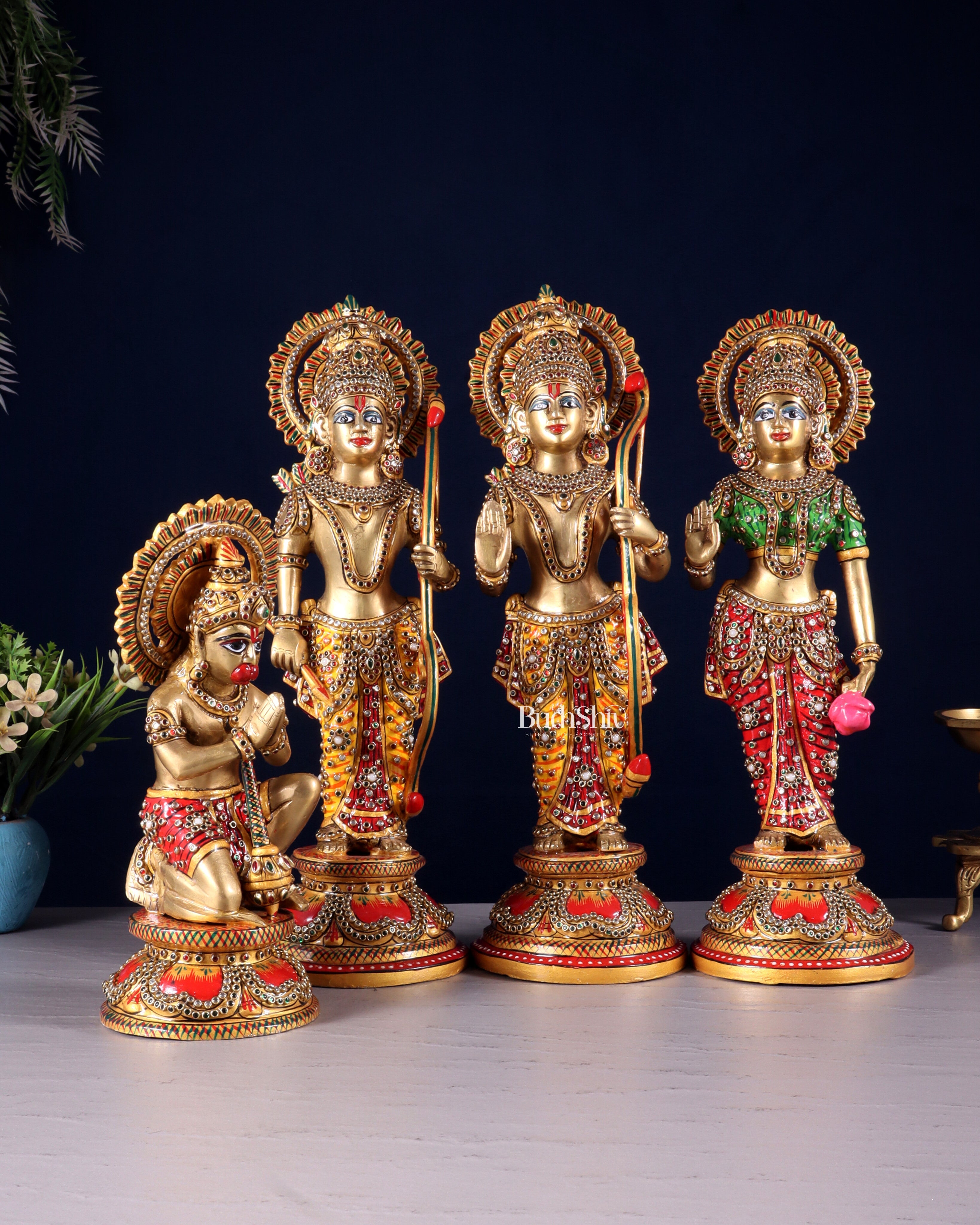 Brass Ram Darbar idols 12.5" with laakh meenakari