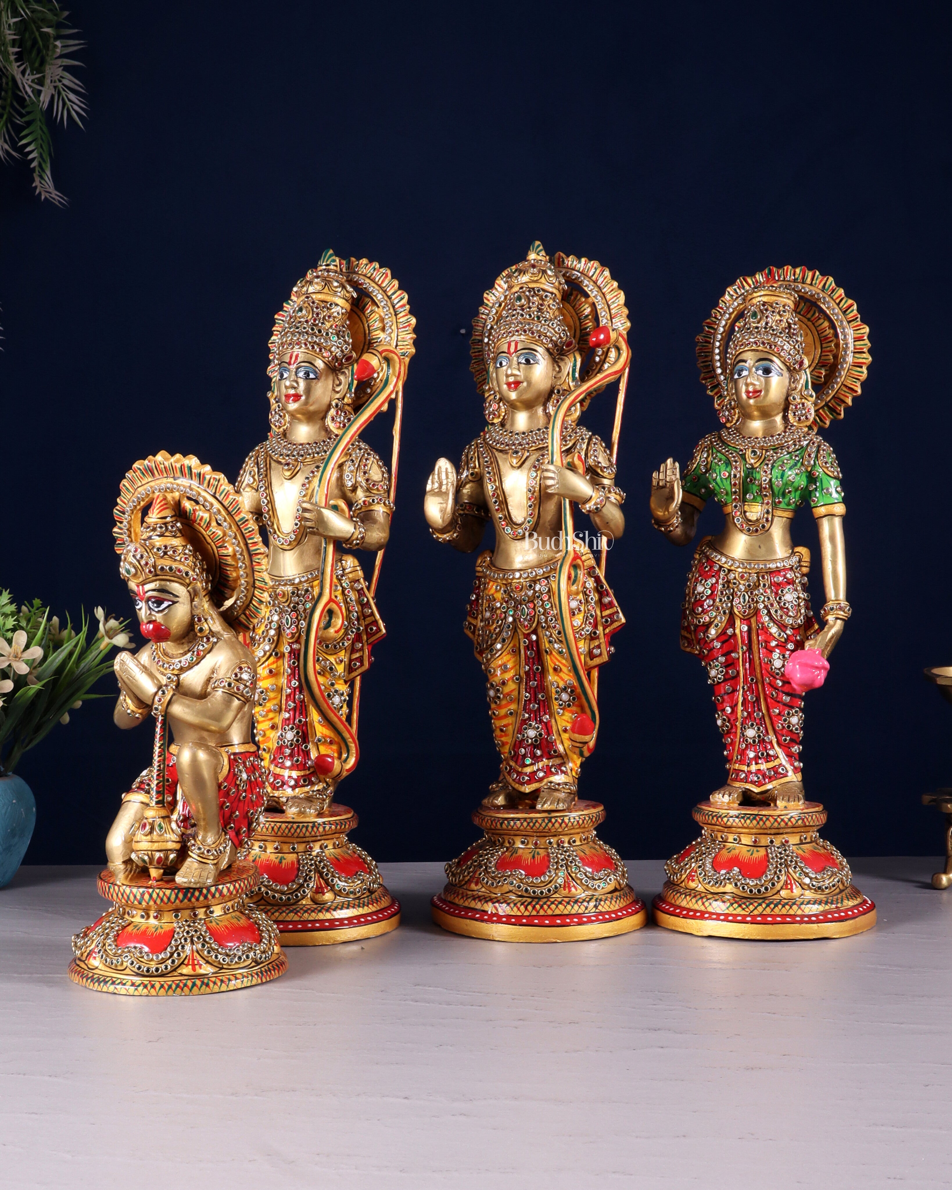 Brass Ram Darbar idols 12.5" with laakh meenakari