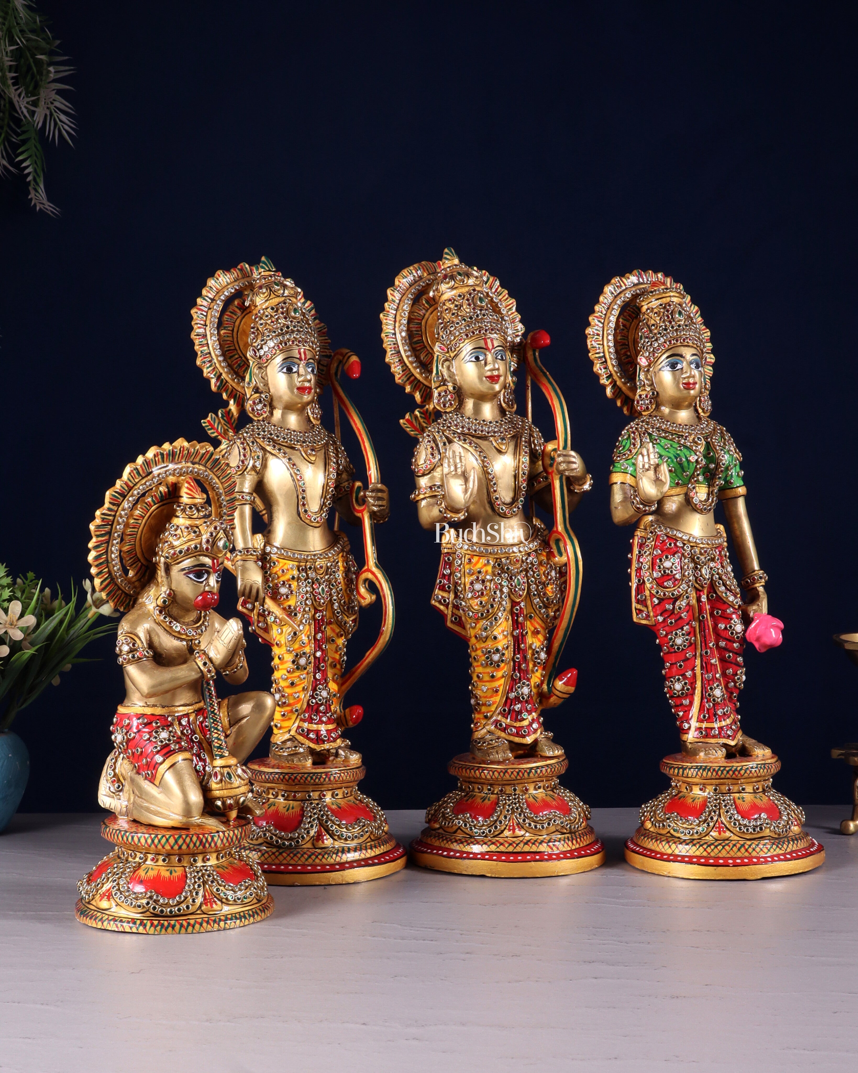Brass Ram Darbar idols 12.5" with laakh meenakari