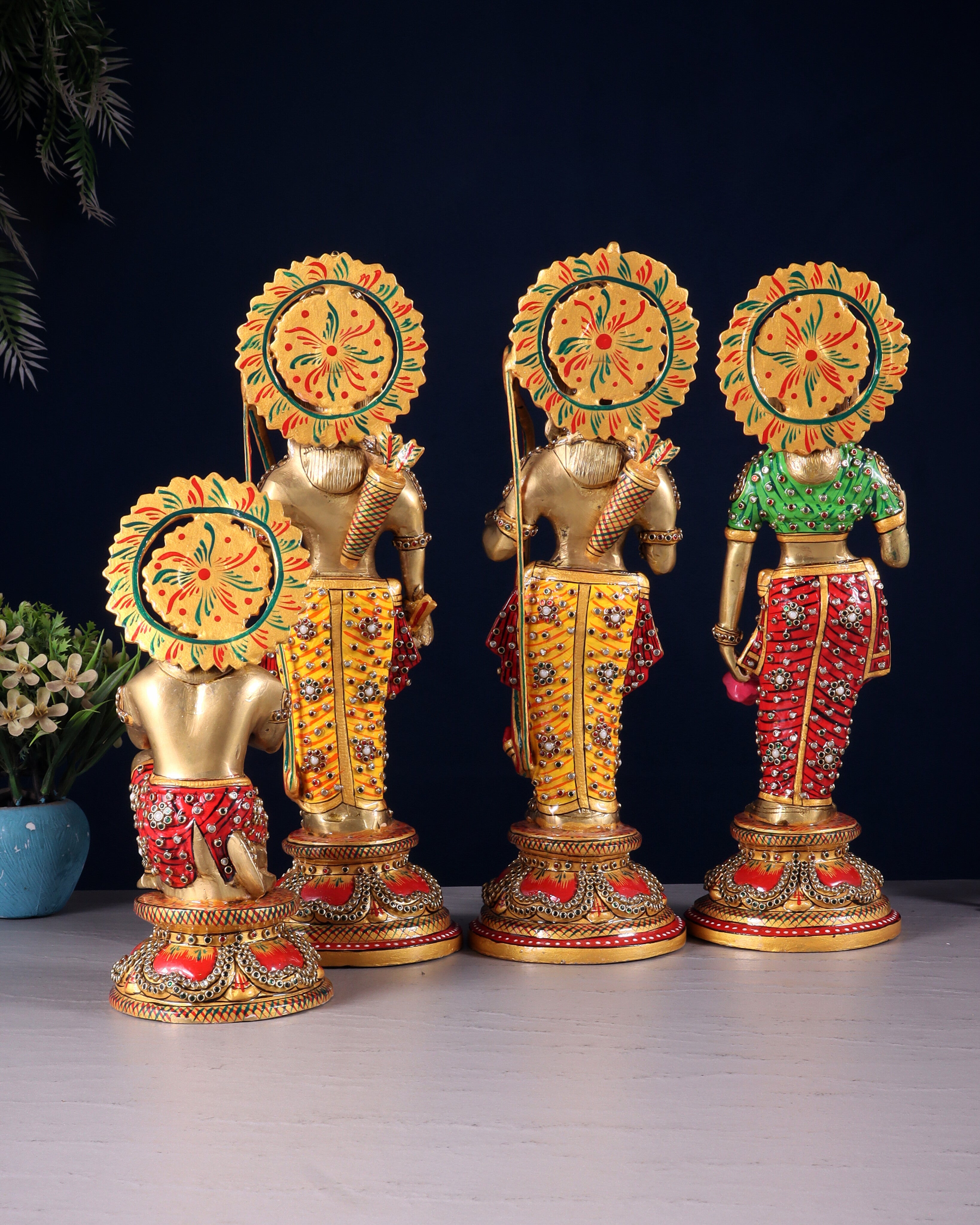 Brass Ram Darbar idols 12.5" with laakh meenakari