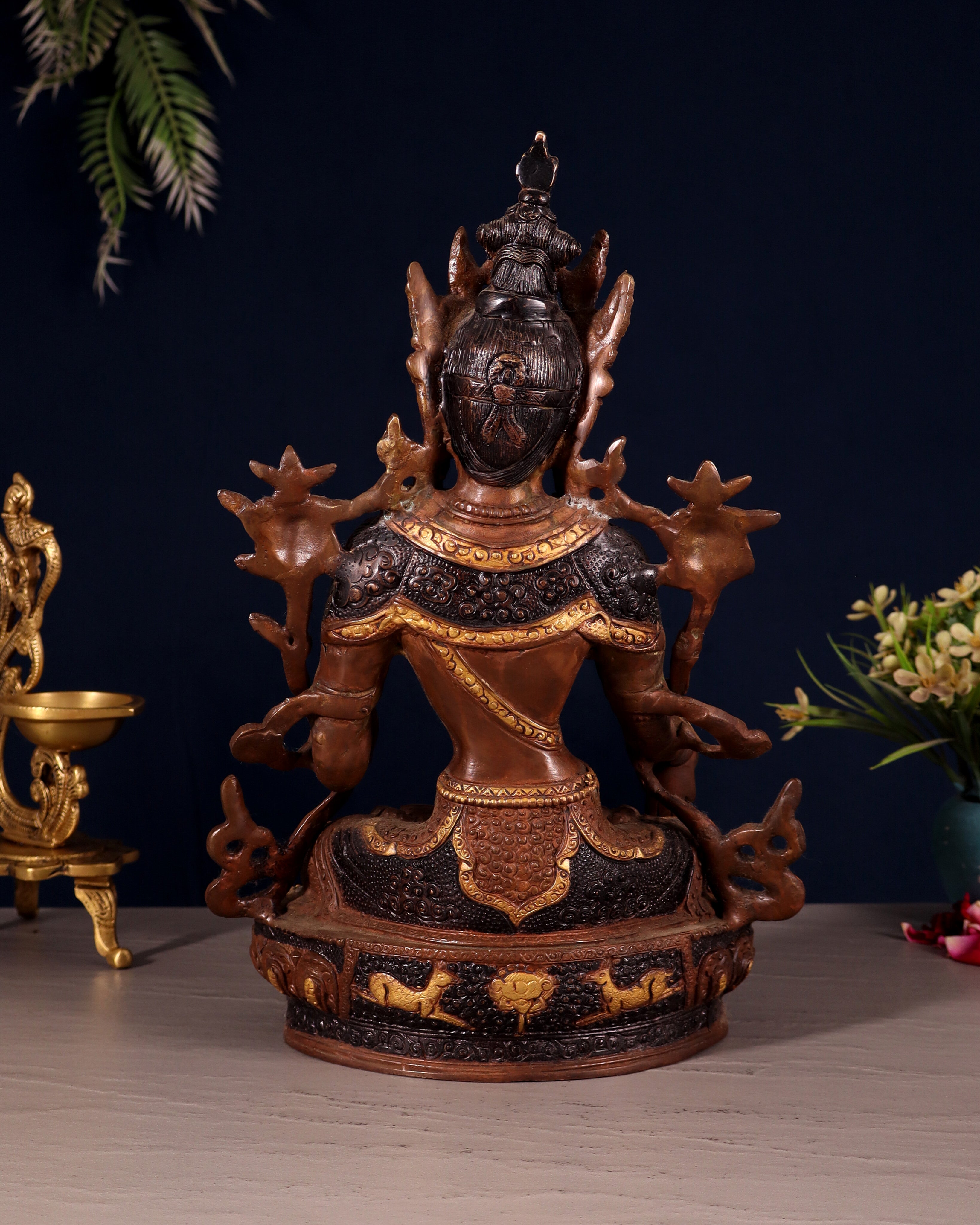 White Tara Pure Brass Statue – Nepalese Copper Tone | 12"