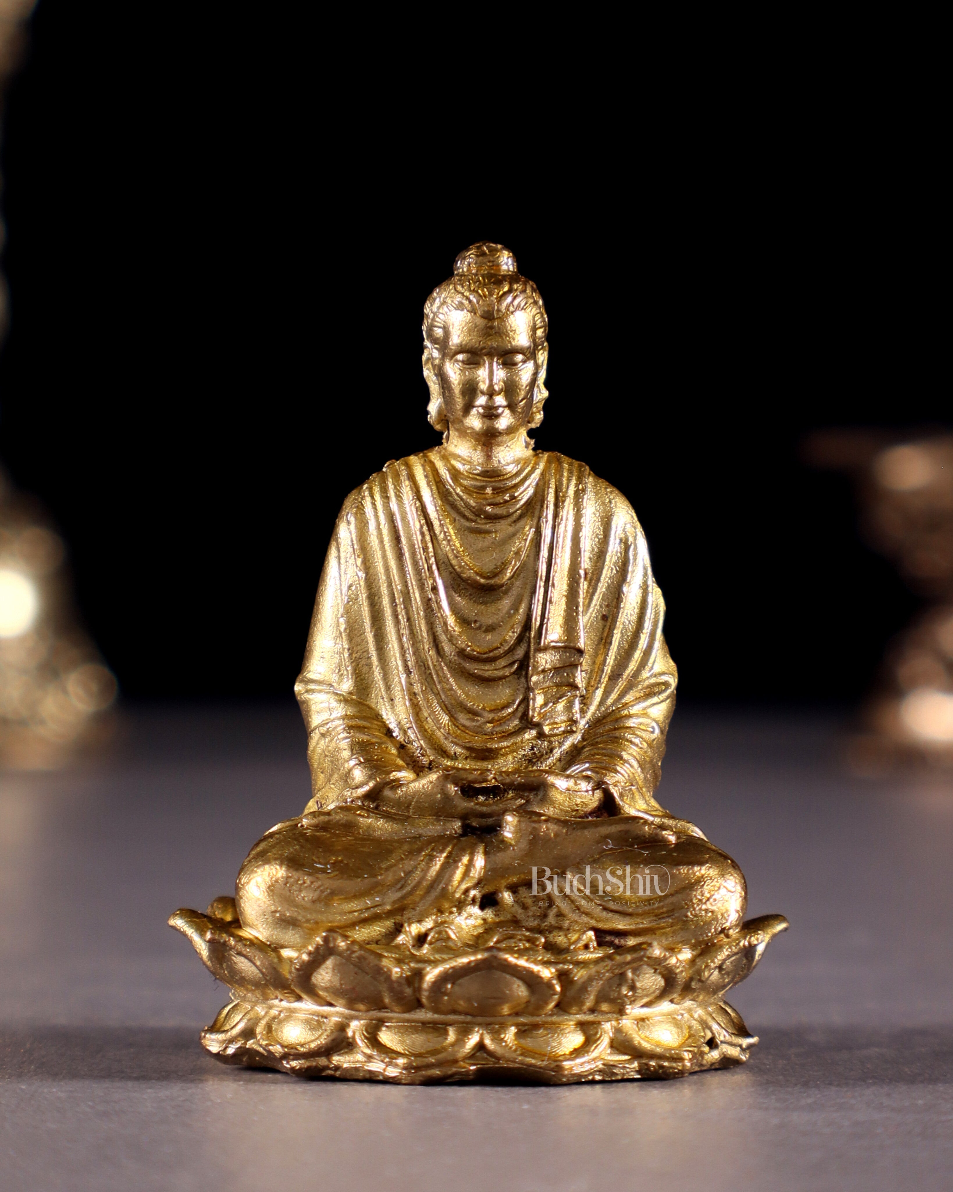 Pure Bronze Panchaloha Lord Buddha Miniature Idol in Meditation – 1.5"