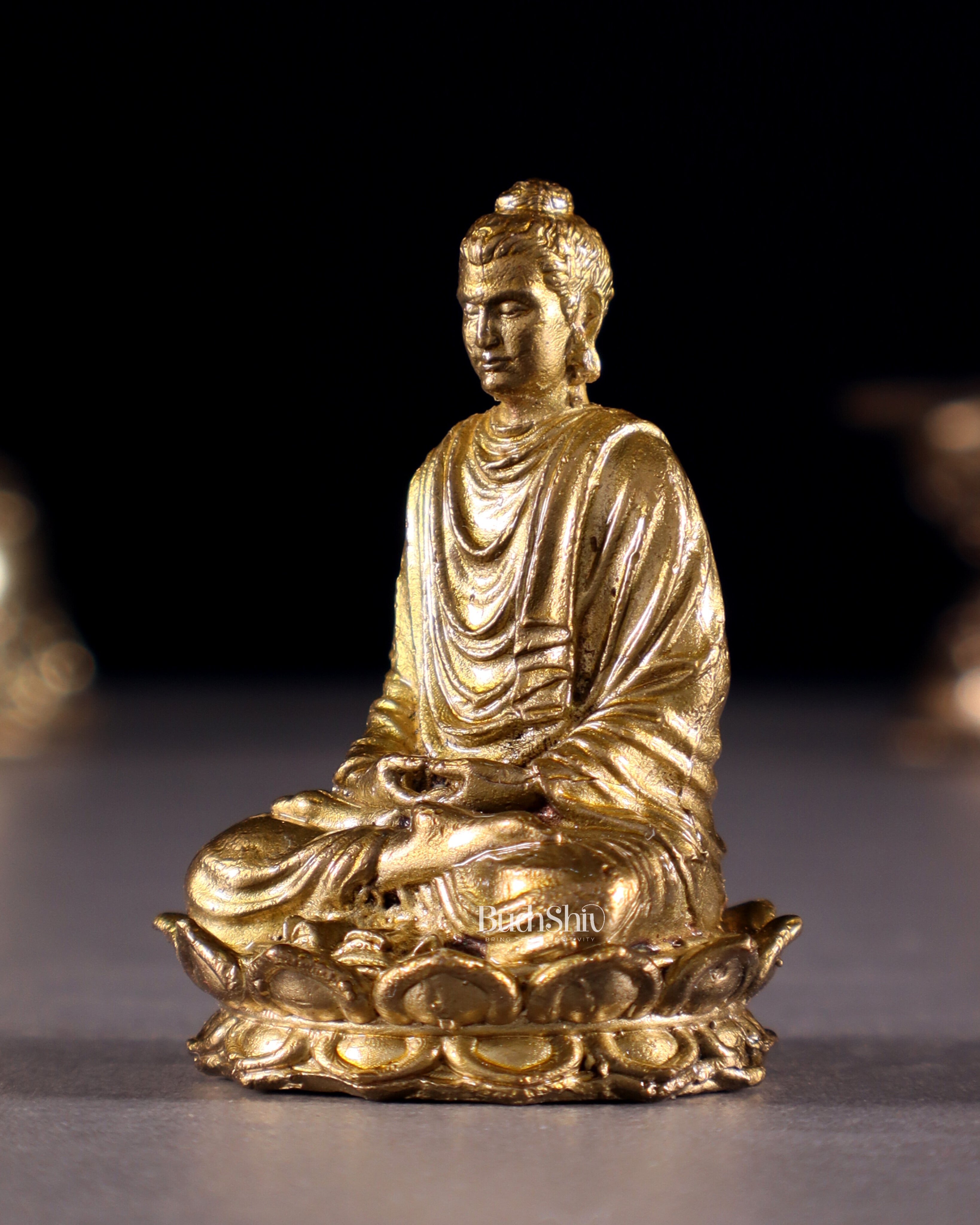 Pure Bronze Panchaloha Lord Buddha Miniature Idol in Meditation – 1.5"